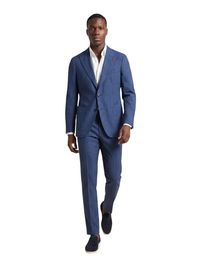 Blue Polyester Two-Piece Suit