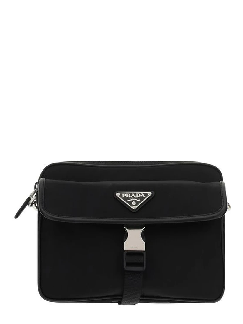 Black Recycled Polyamide Shoulder Bag