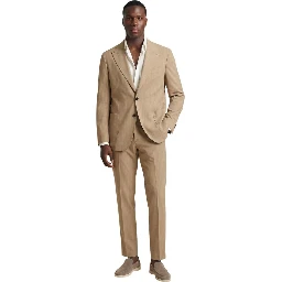 Beige Polyester Two-Piece Suit