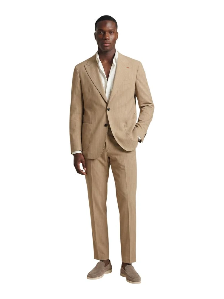 Beige Polyester Two-Piece Suit