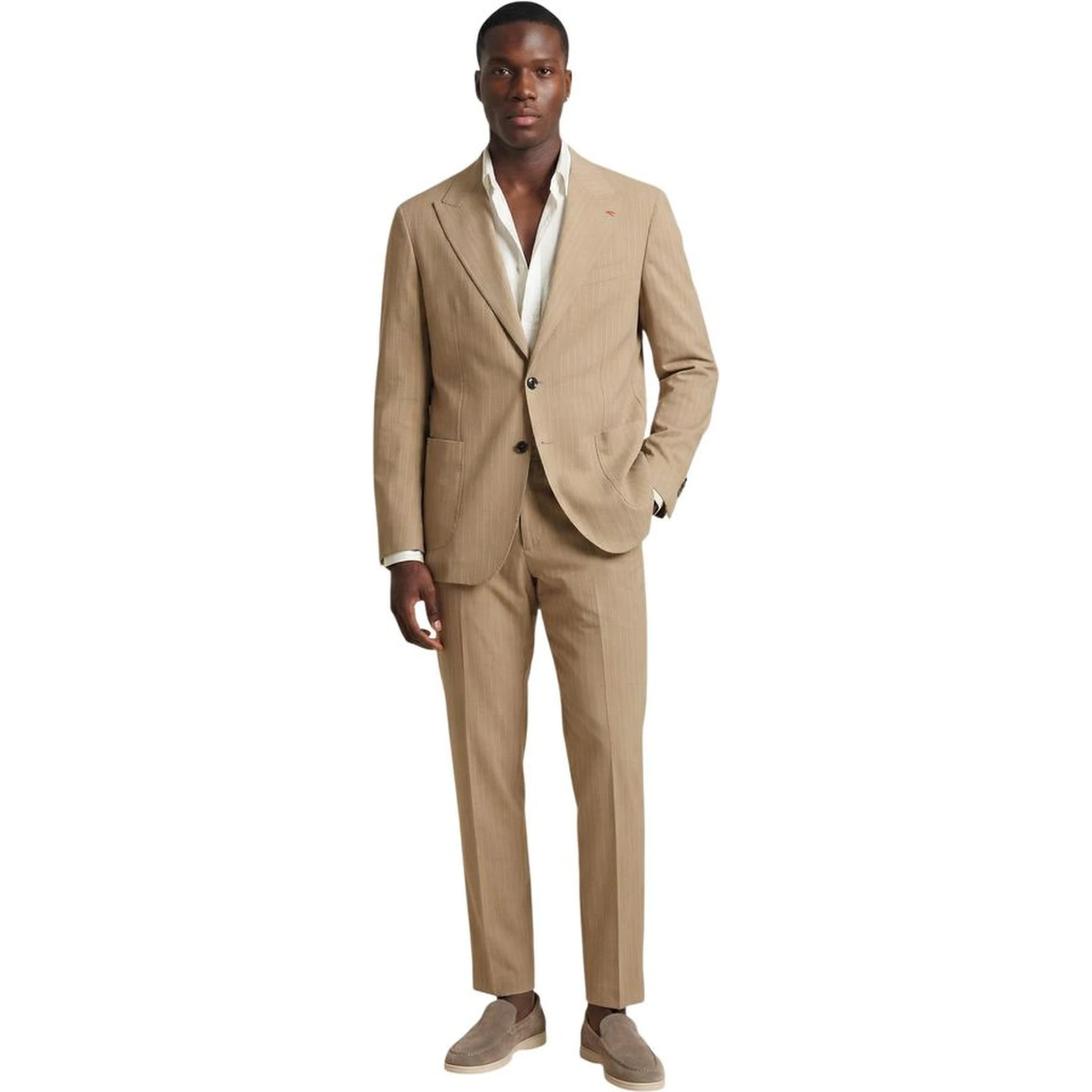 Beige Polyester Two-Piece Suit