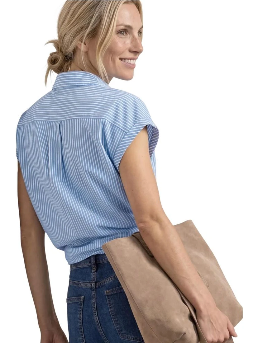 Blue Cotton Shortsleeve Shirt