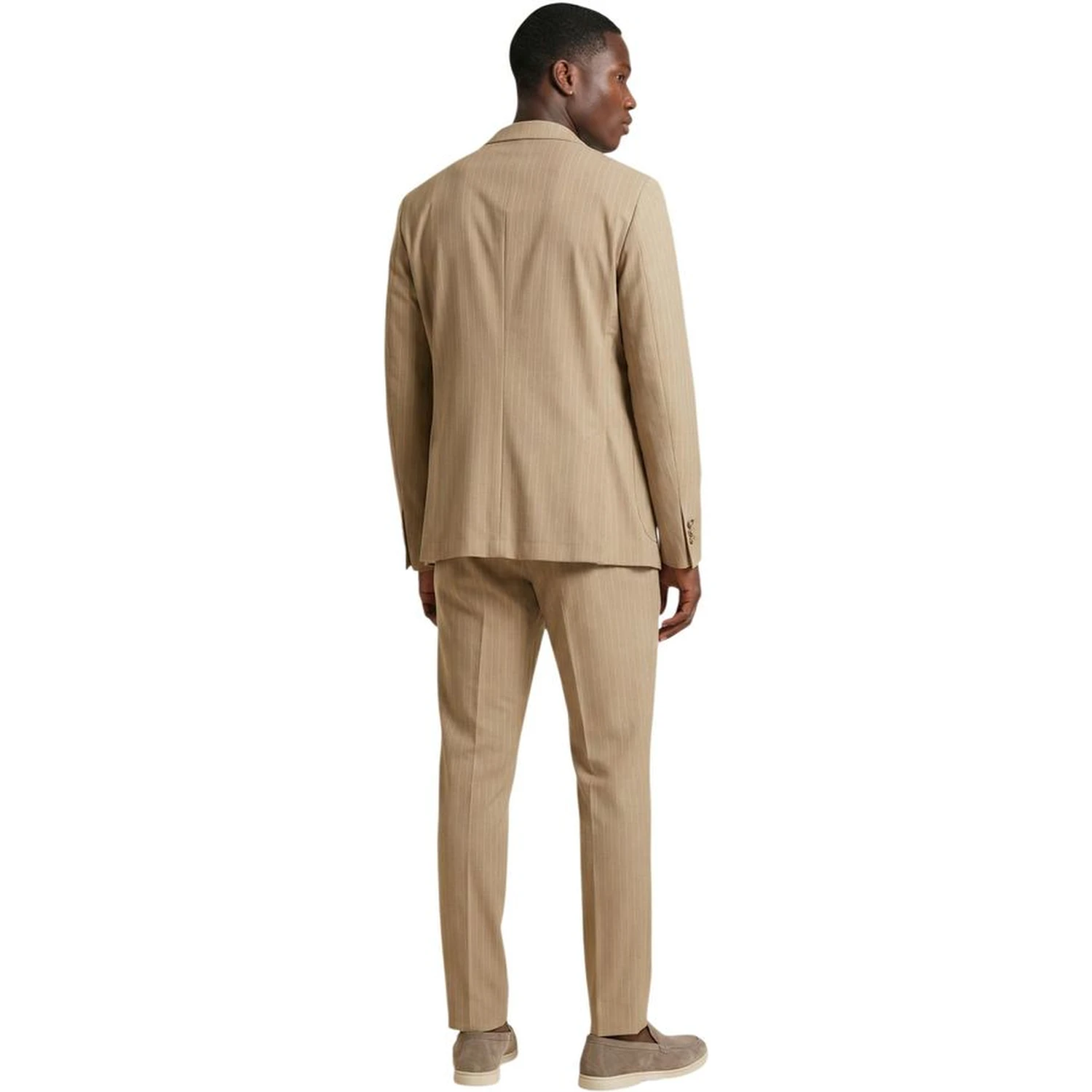 Beige Polyester Two-Piece Suit