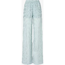 Wide leg pants in silk