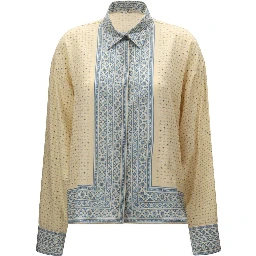 Beige Silk Pattern Shirt