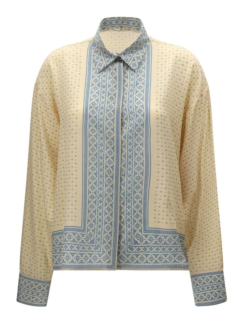 Beige Silk Pattern Shirt