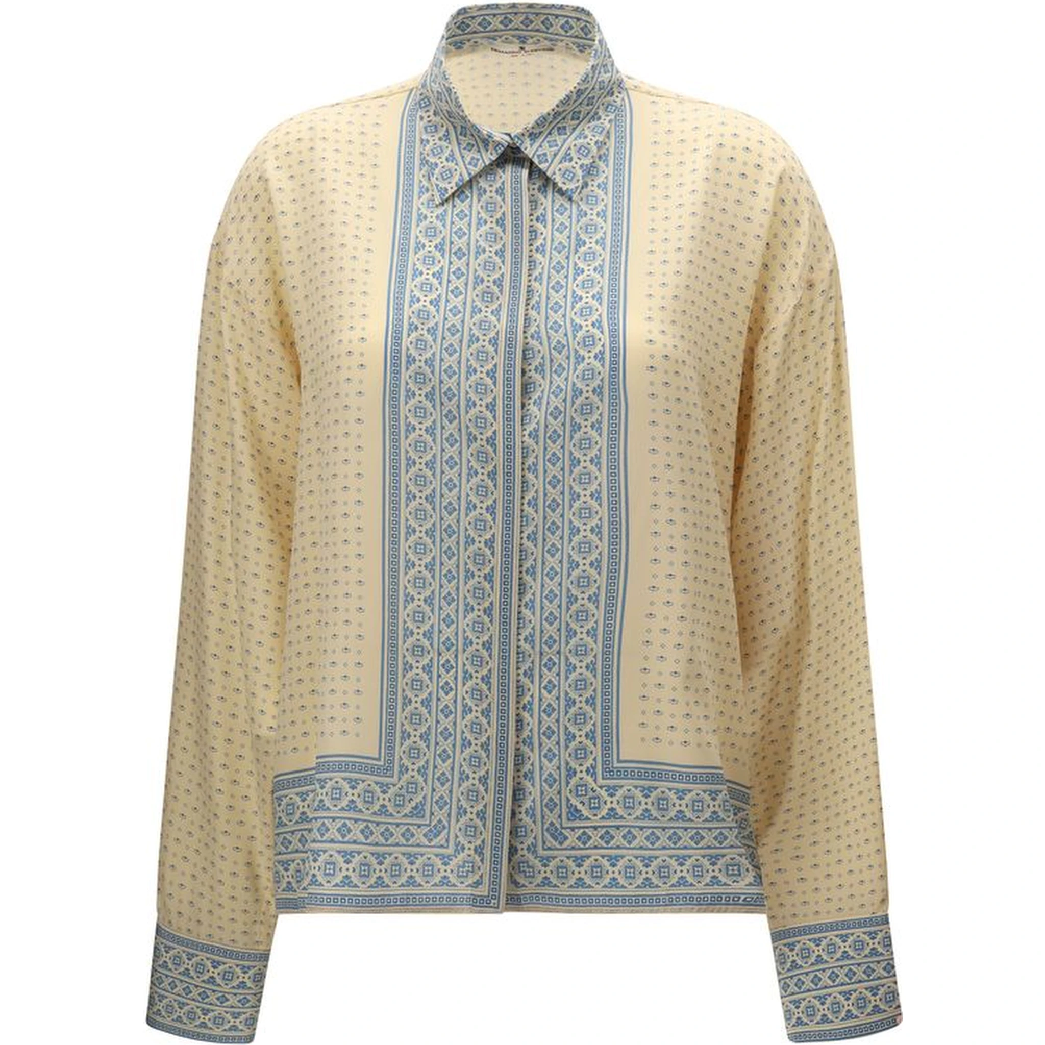 Beige Silk Pattern Shirt