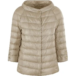 Beige Polyamide Full-Length Jacket