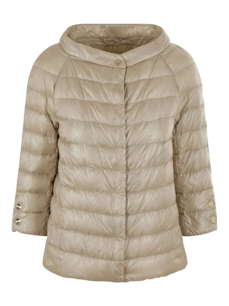 Beige Polyamide Full-Length Jacket