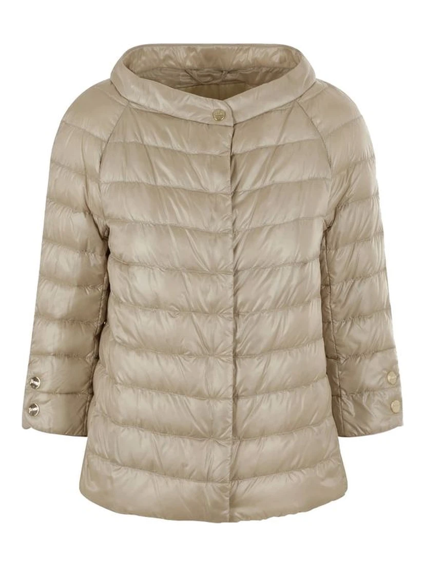 Beige Polyamide Full-Length Jacket