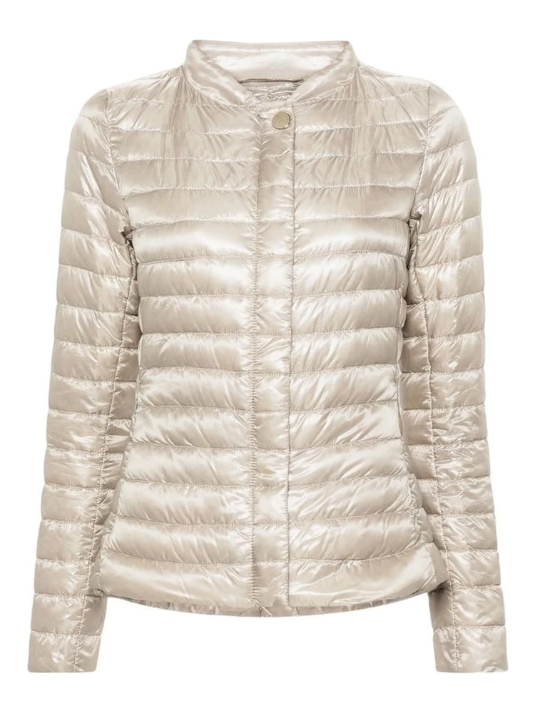 Beige Polyamide Full-Length Jacket