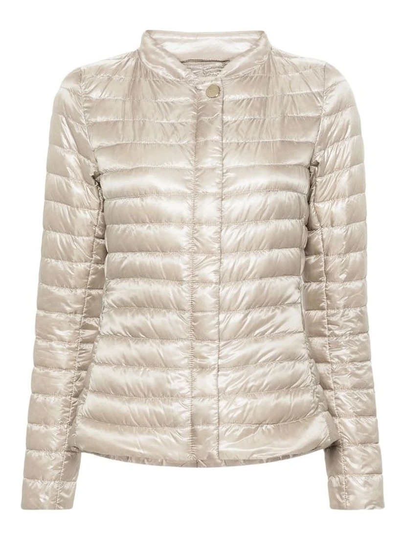 Beige Polyamide Full-Length Jacket