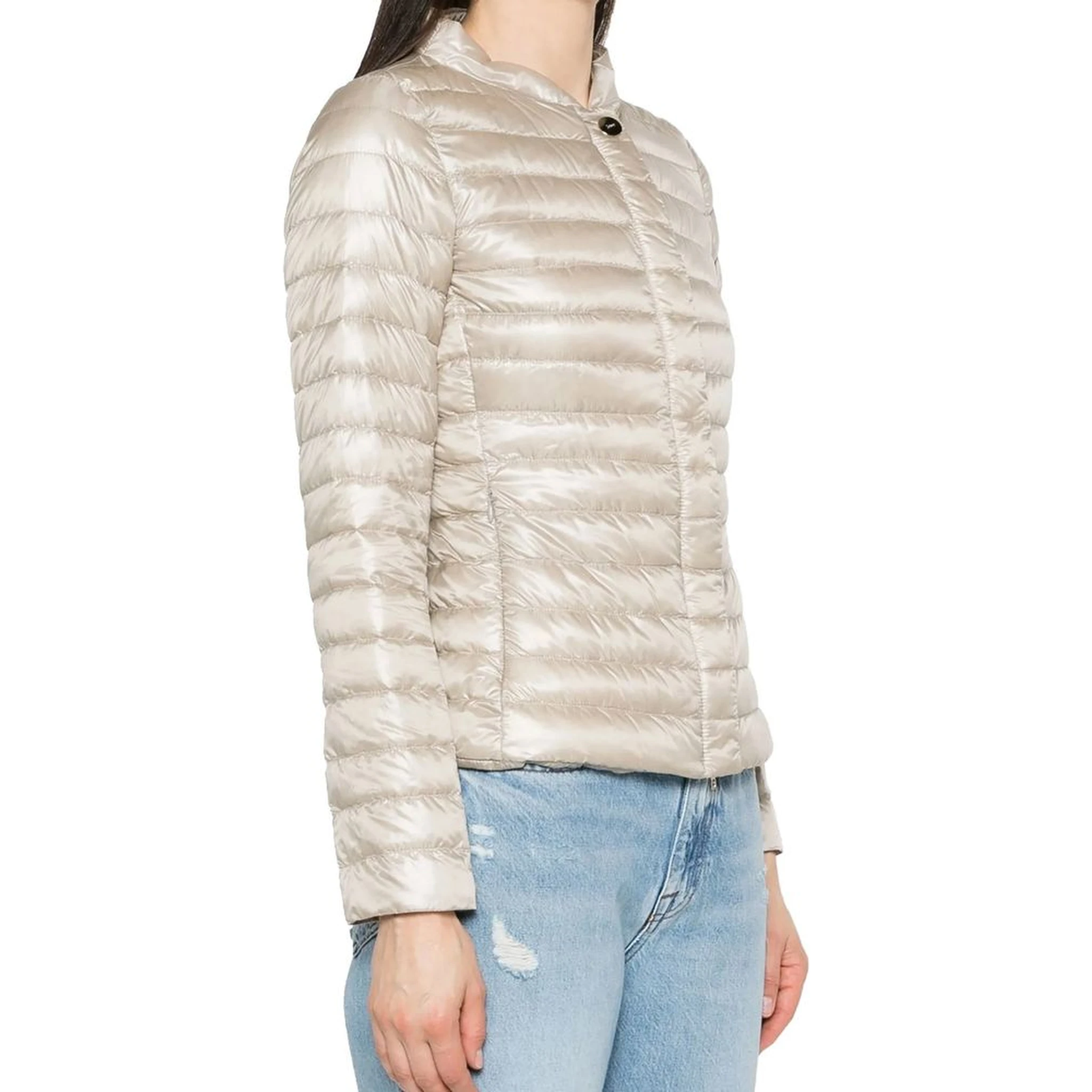 Beige Polyamide Full-Length Jacket