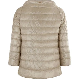 Beige Polyamide Full-Length Jacket