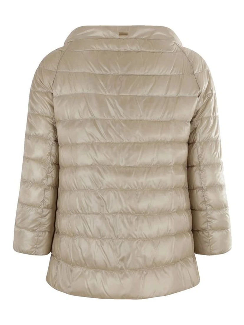 Beige Polyamide Full-Length Jacket