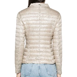 Beige Polyamide Full-Length Jacket