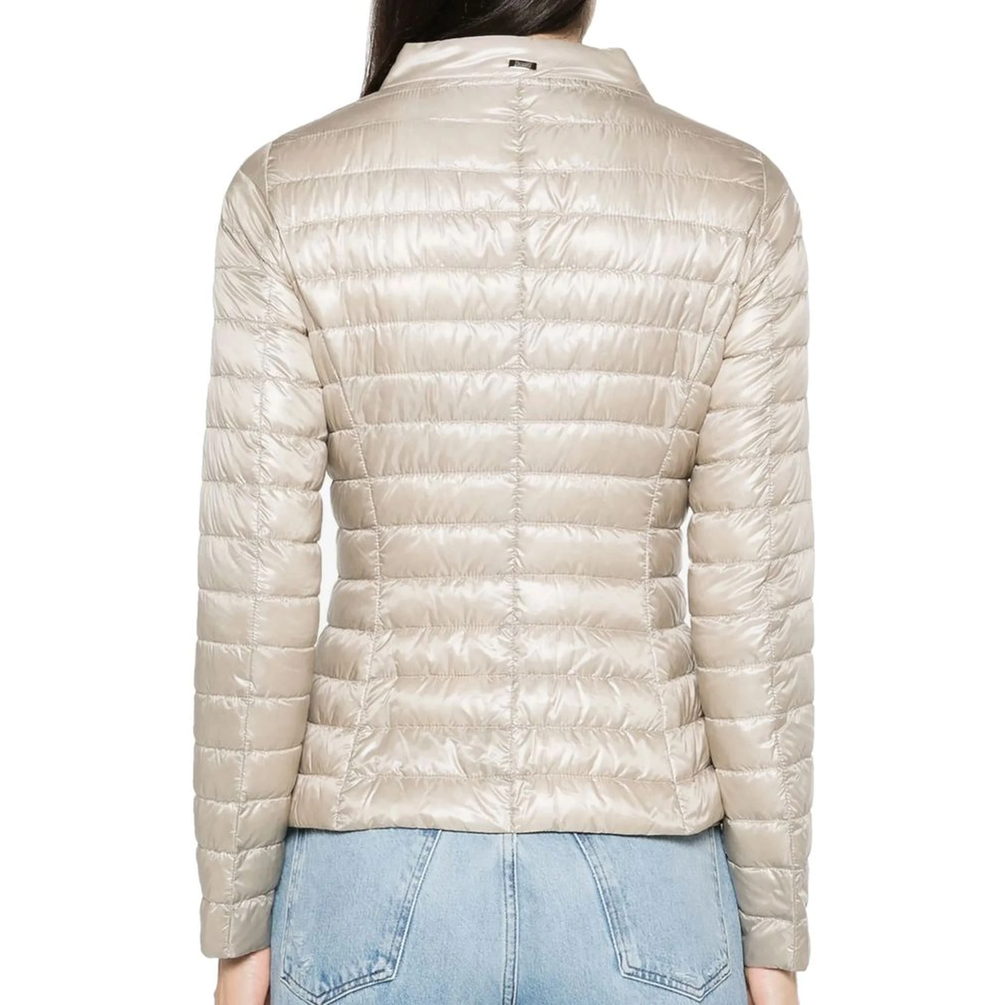 Beige Polyamide Full-Length Jacket