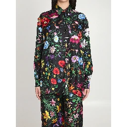 Printed silk twill shirt