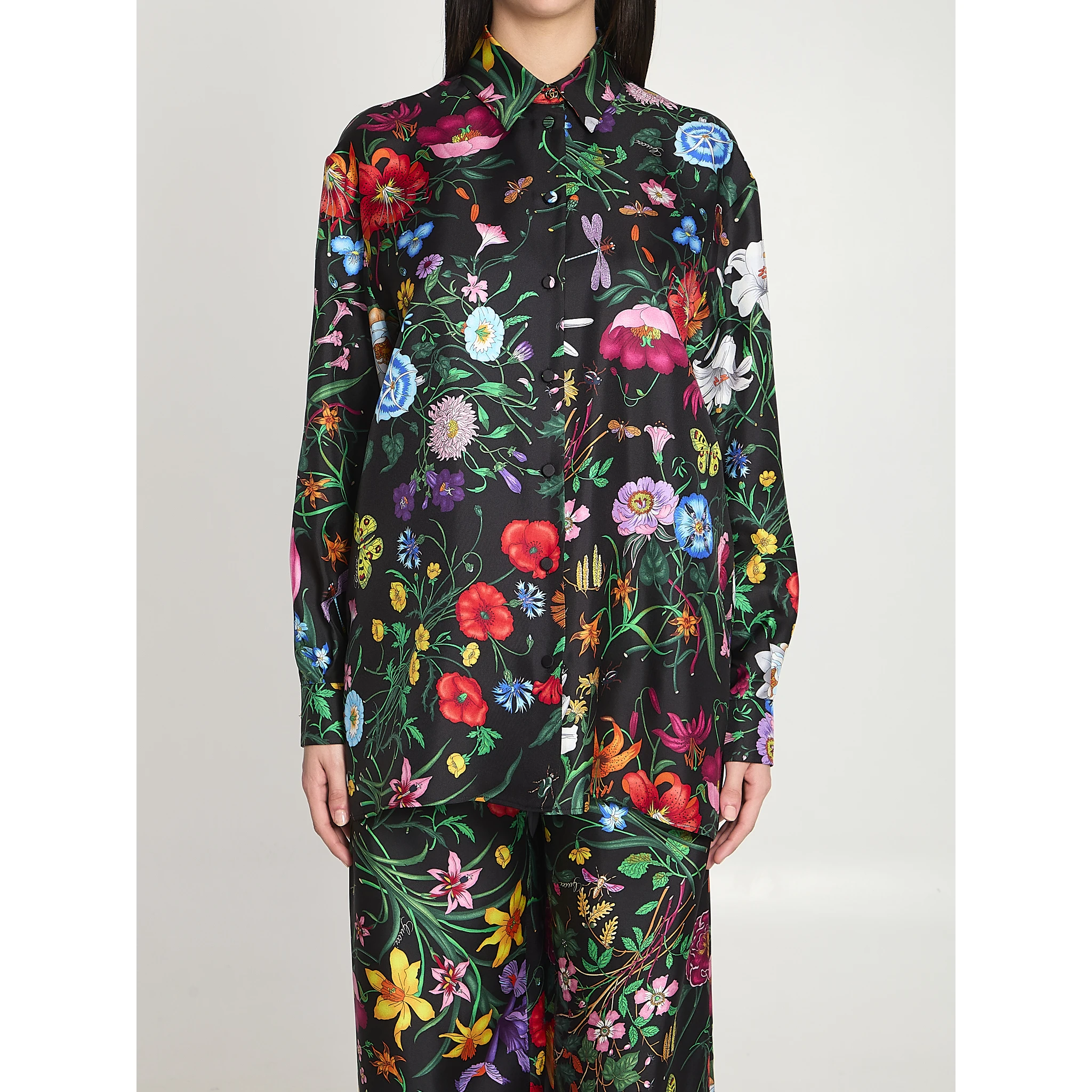 Printed silk twill shirt