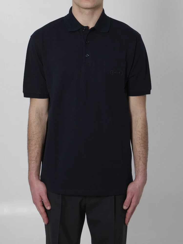 Embroidered cotton piqué polo shirt