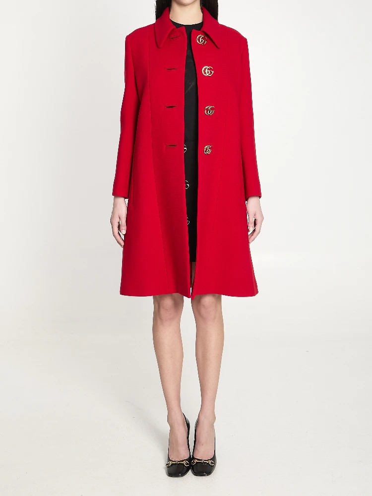 Double G natté wool coat