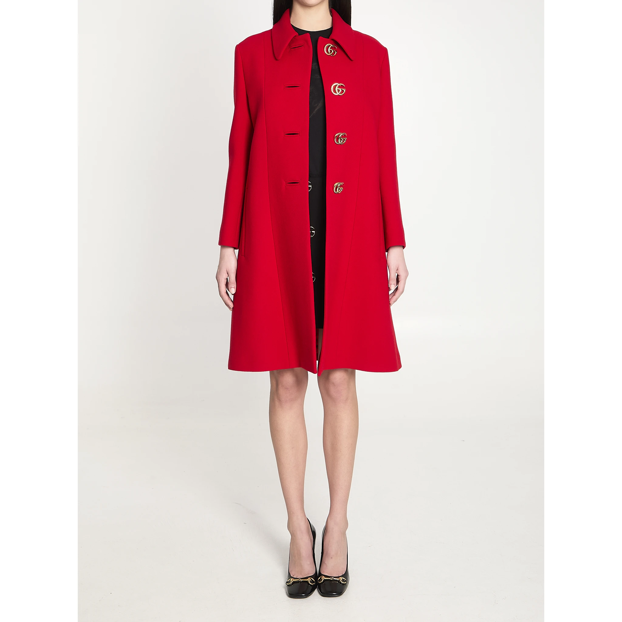 Double G natté wool coat