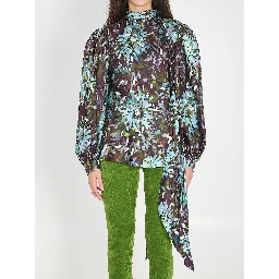 Printed silk twill shirt