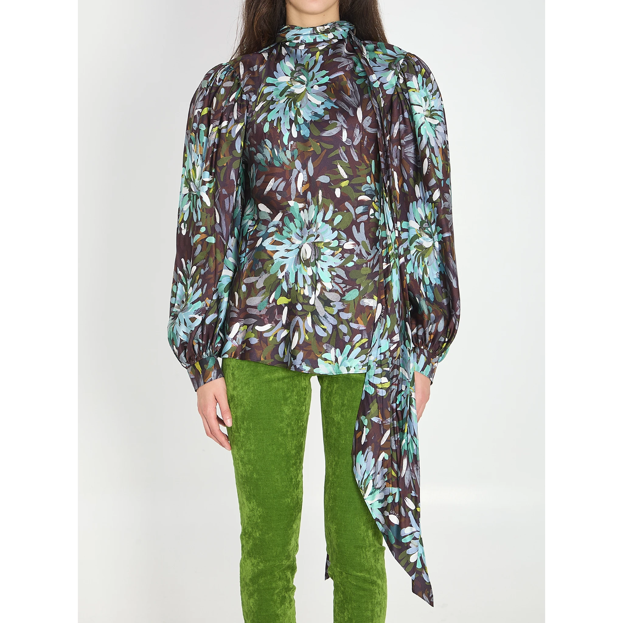 Printed silk twill shirt