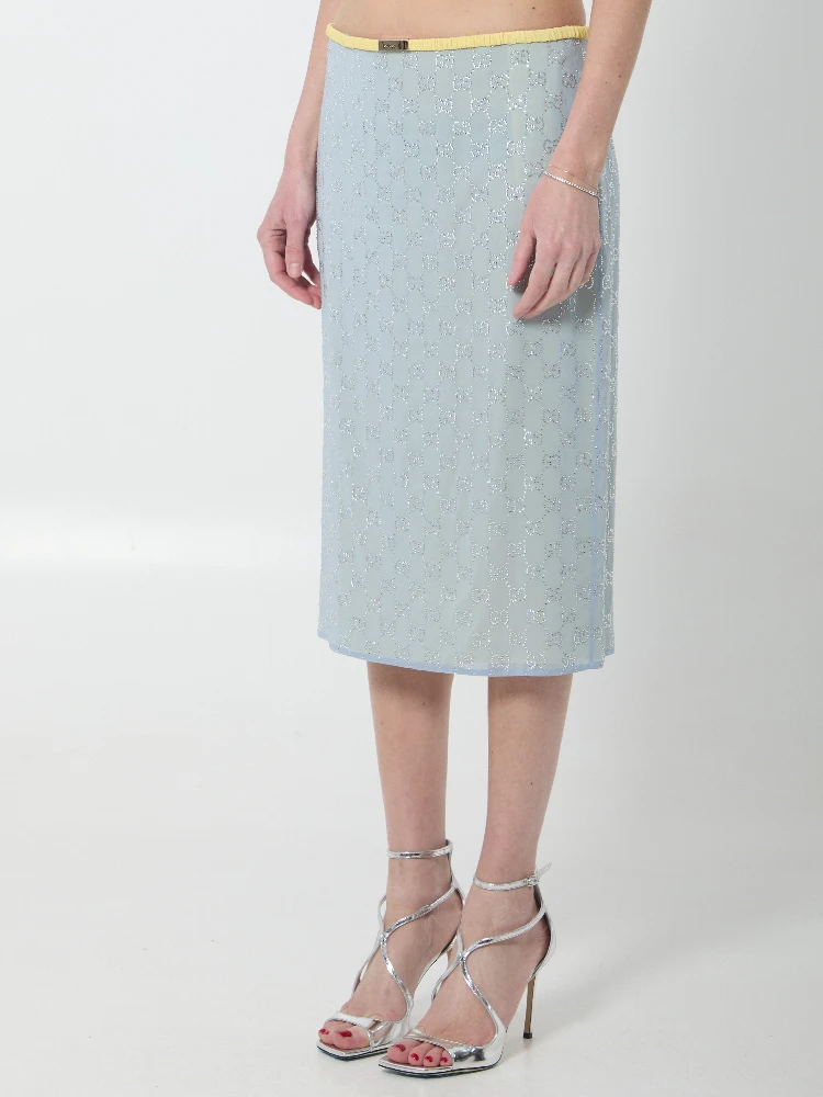 Skirt in silk chiffon with crystals alternative