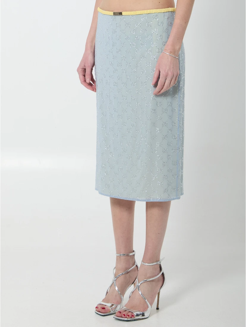 Skirt in silk chiffon with crystals