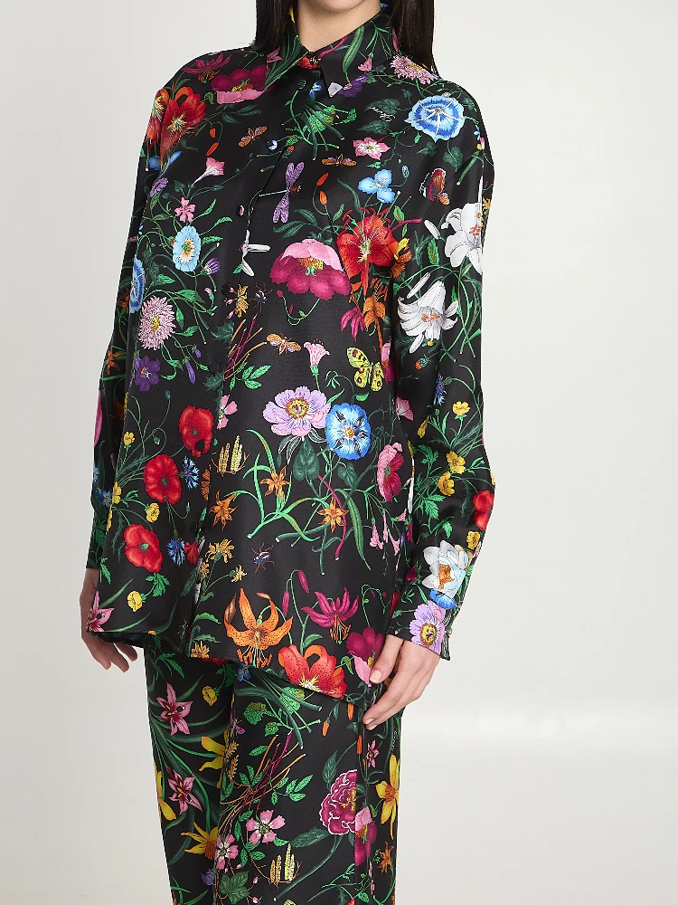 Printed silk twill shirt alternative