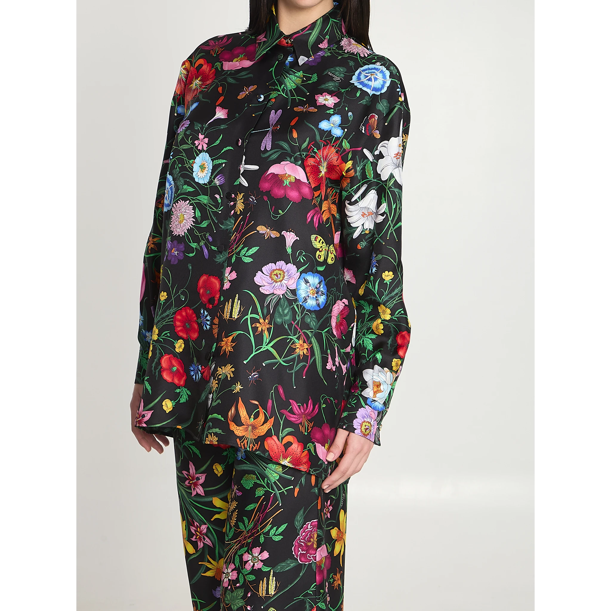 Printed silk twill shirt