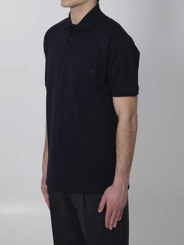 Embroidered cotton piqué polo shirt alternative