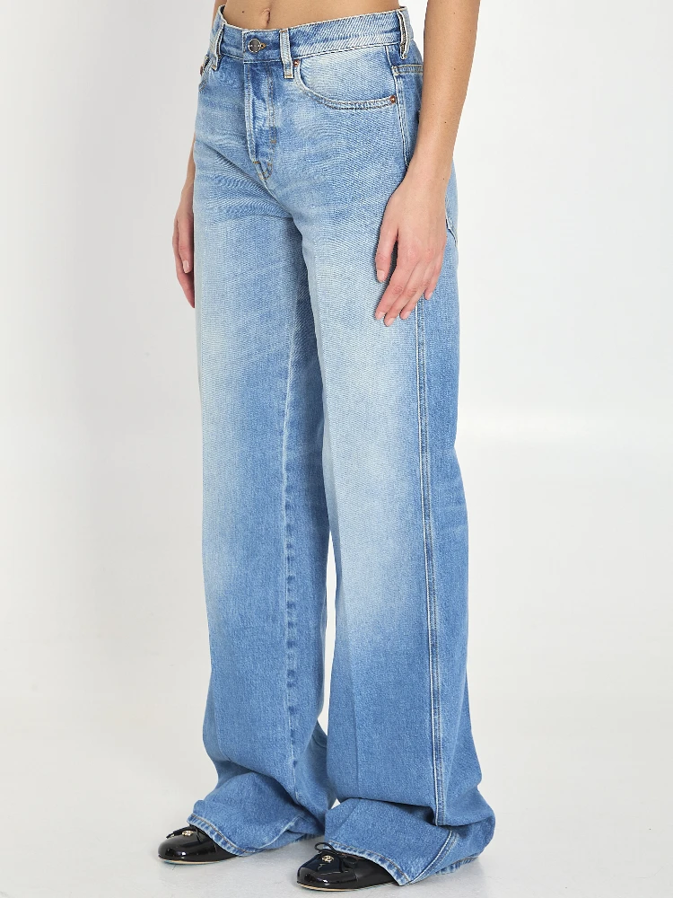 Cotton denim flare pants alternative