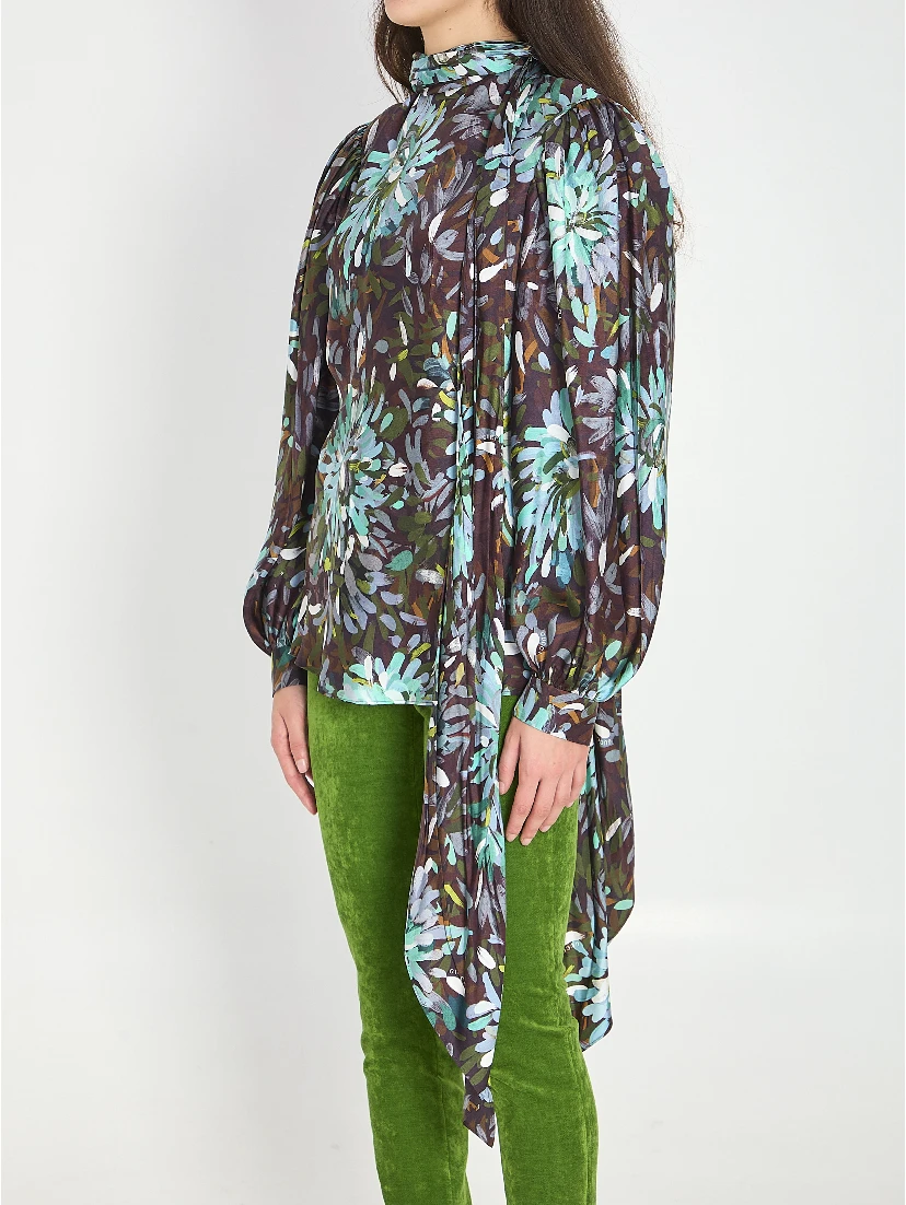 Printed silk twill shirt