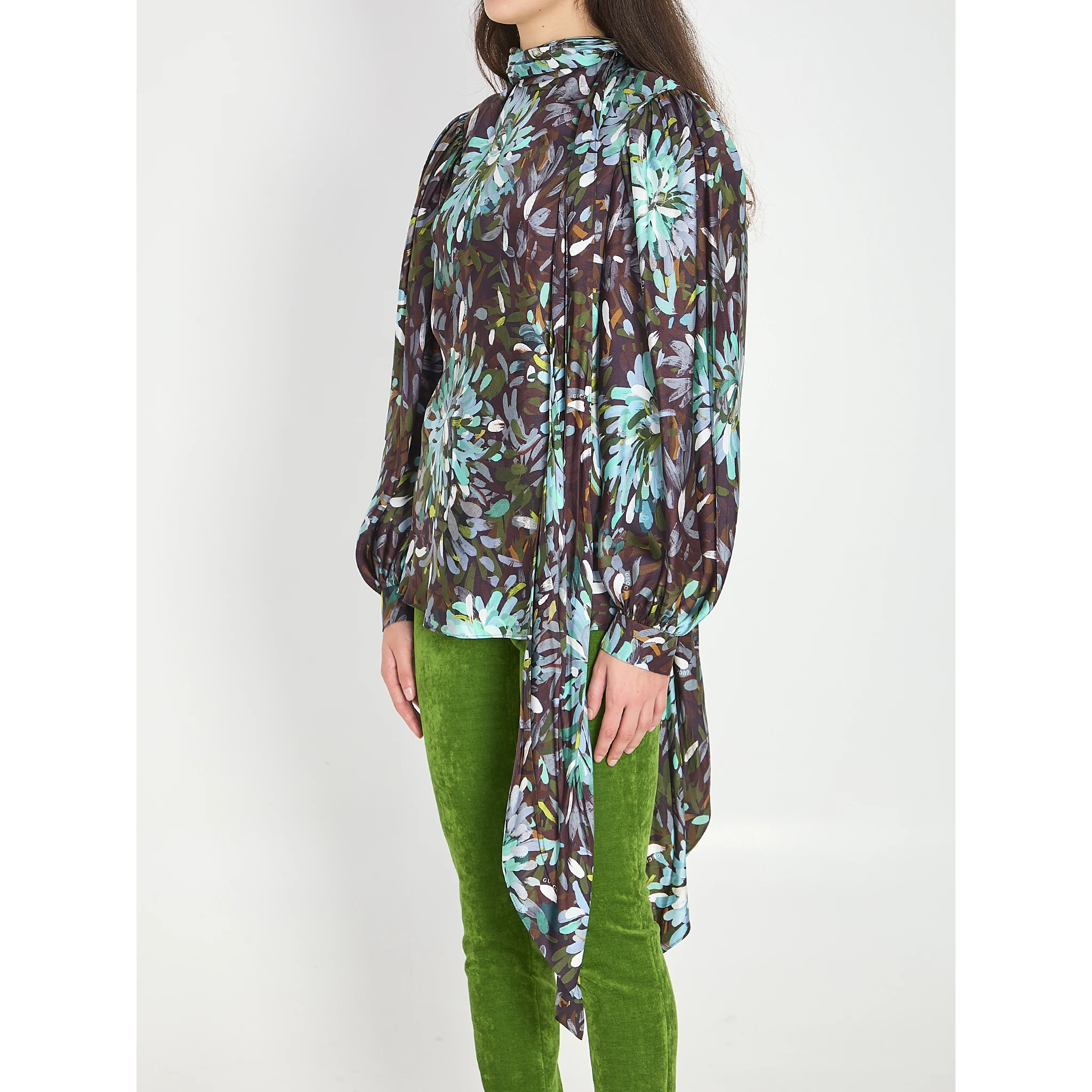 Printed silk twill shirt