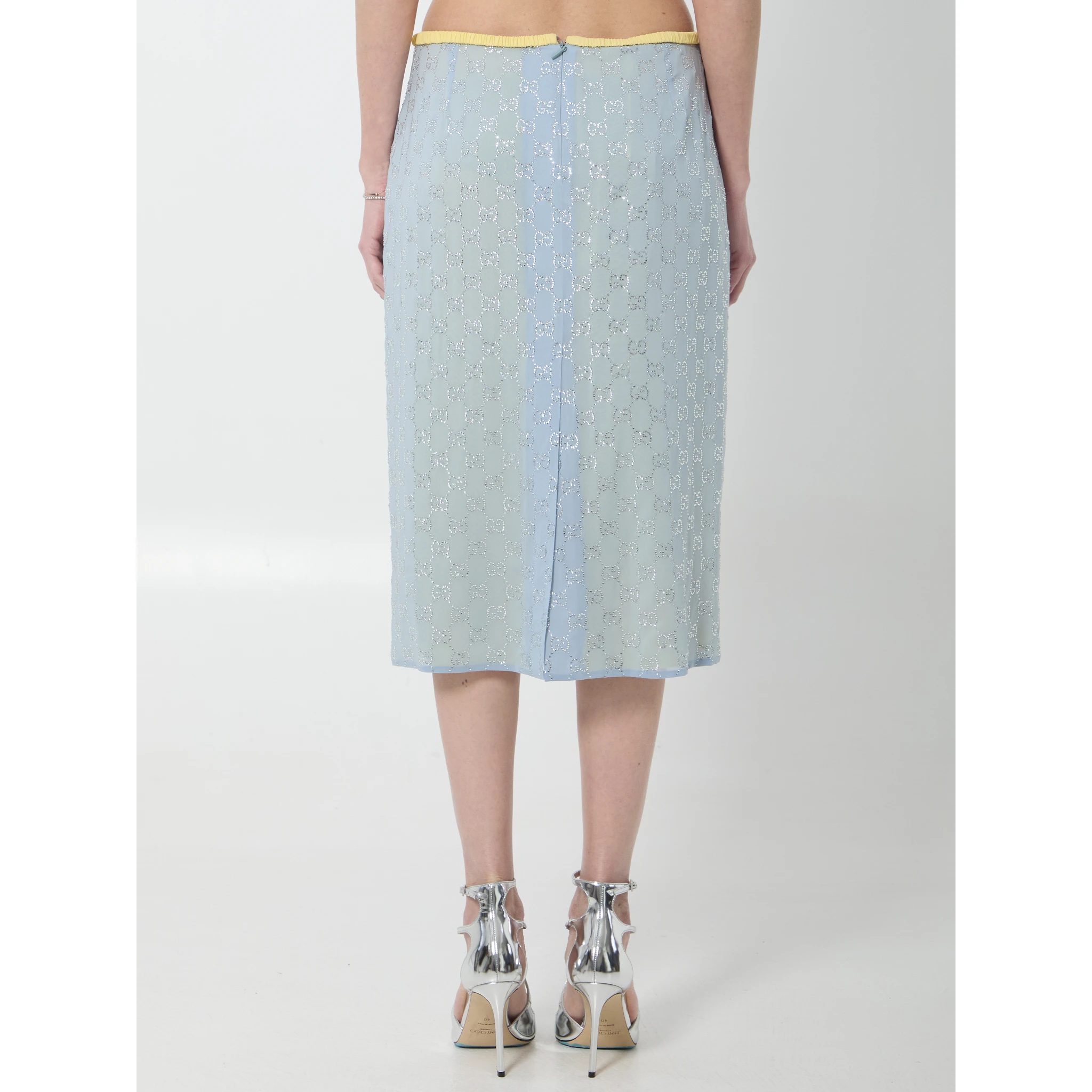 Skirt in silk chiffon with crystals