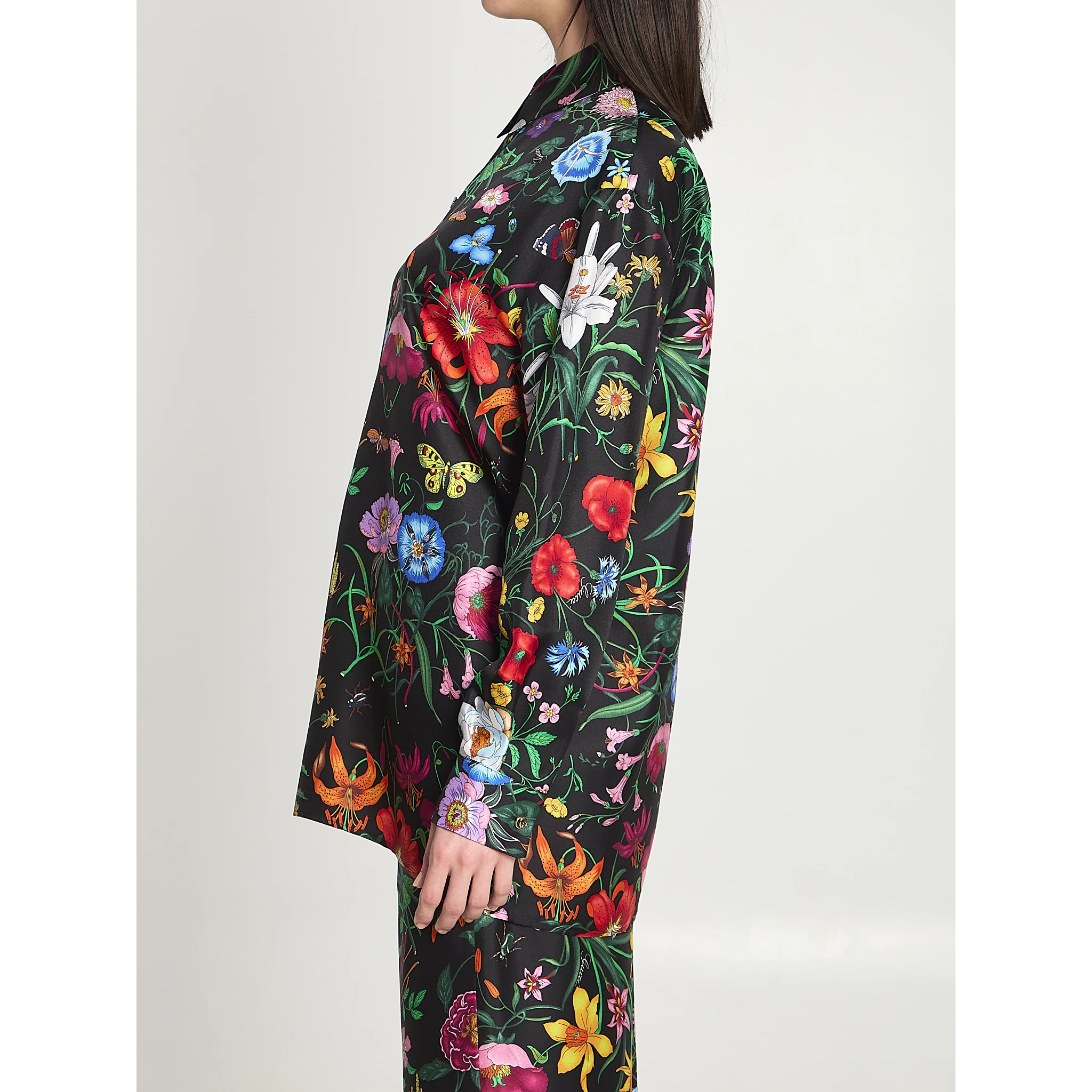 Printed silk twill shirt