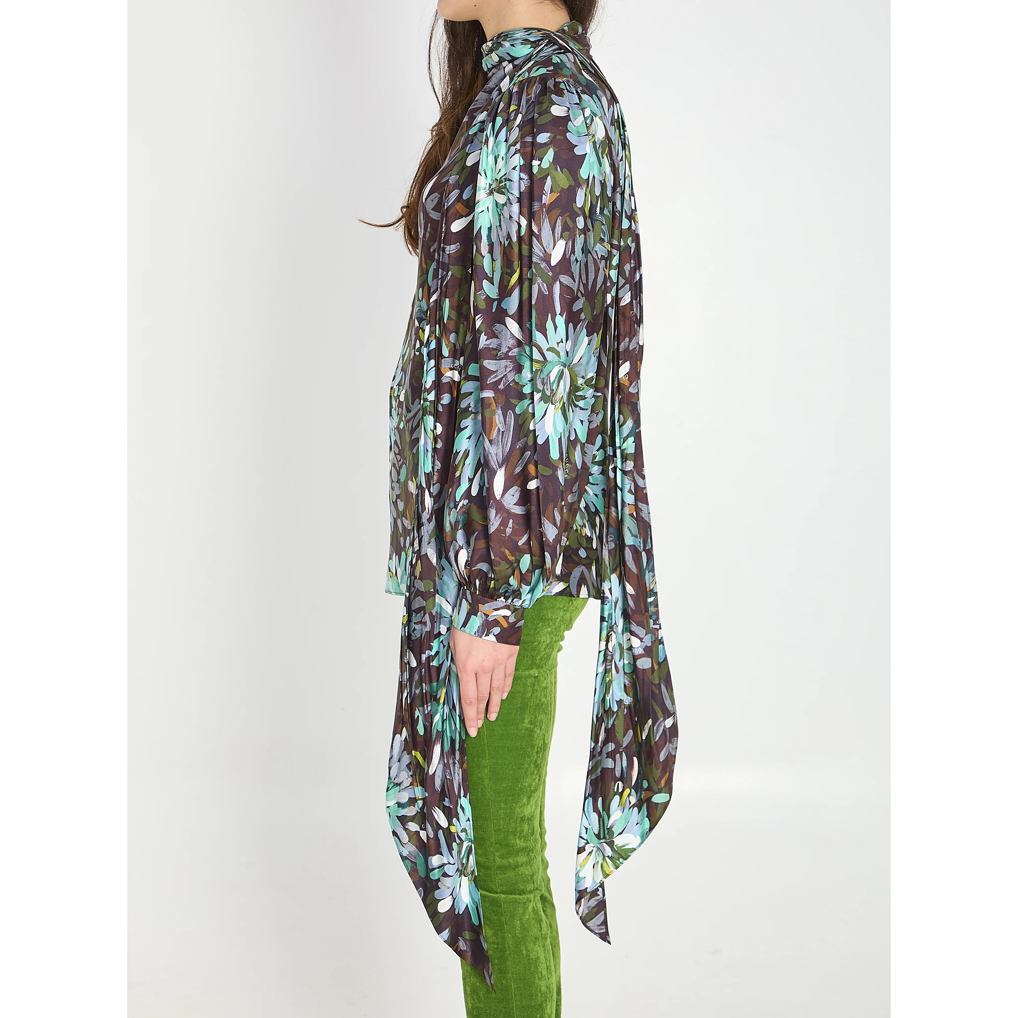 Printed silk twill shirt