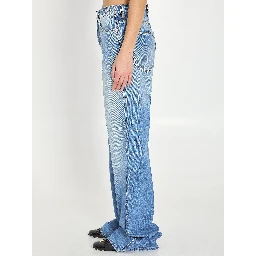 Cotton denim flare pants