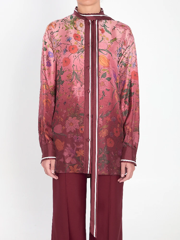 قميص حريري مطبوع