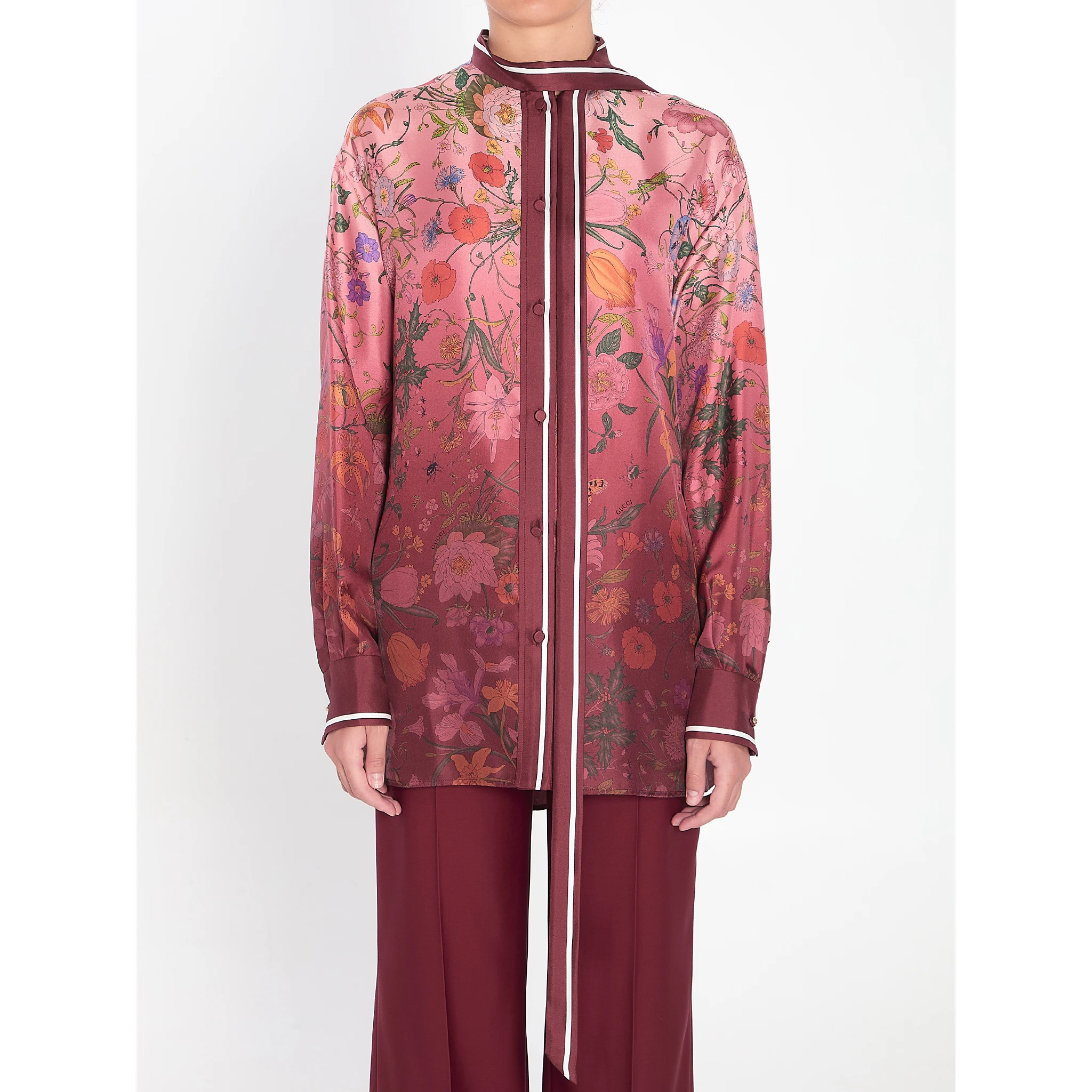 قميص حريري مطبوع