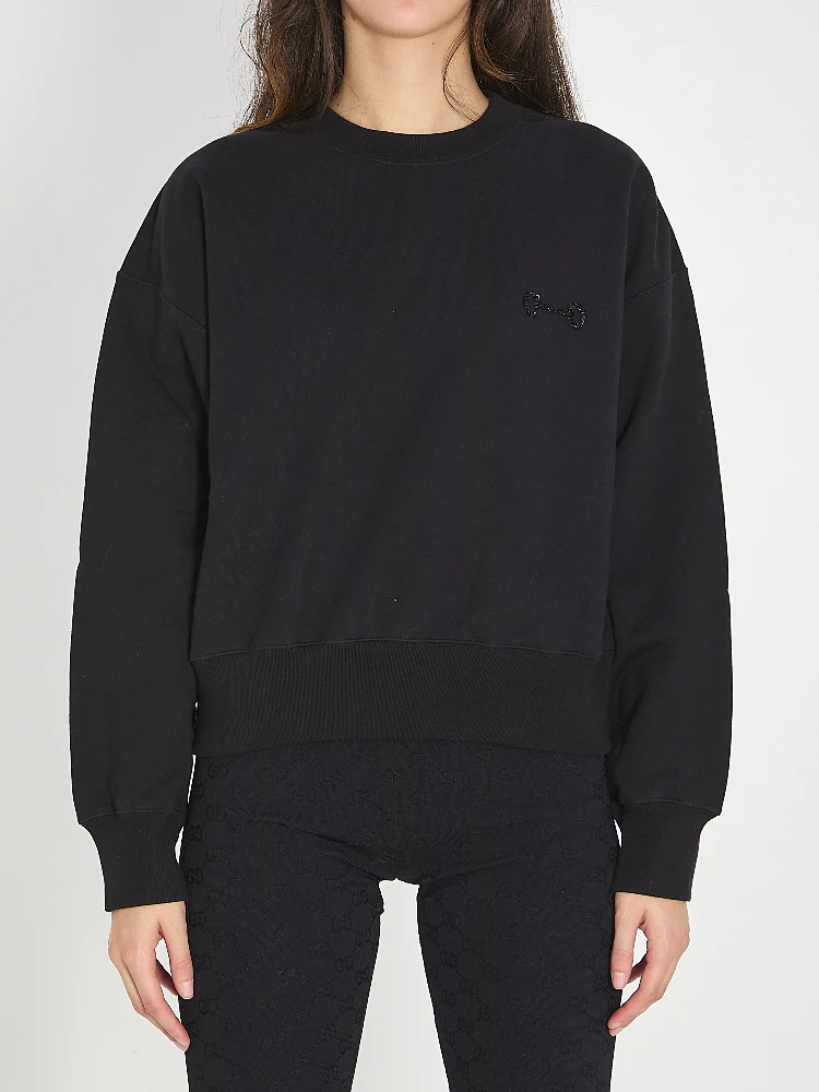 Cotton jersey sweatshirt with embroidery