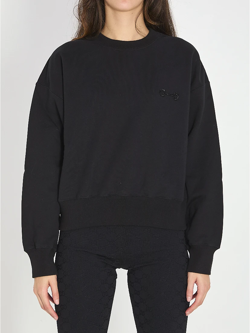 Cotton jersey sweatshirt with embroidery