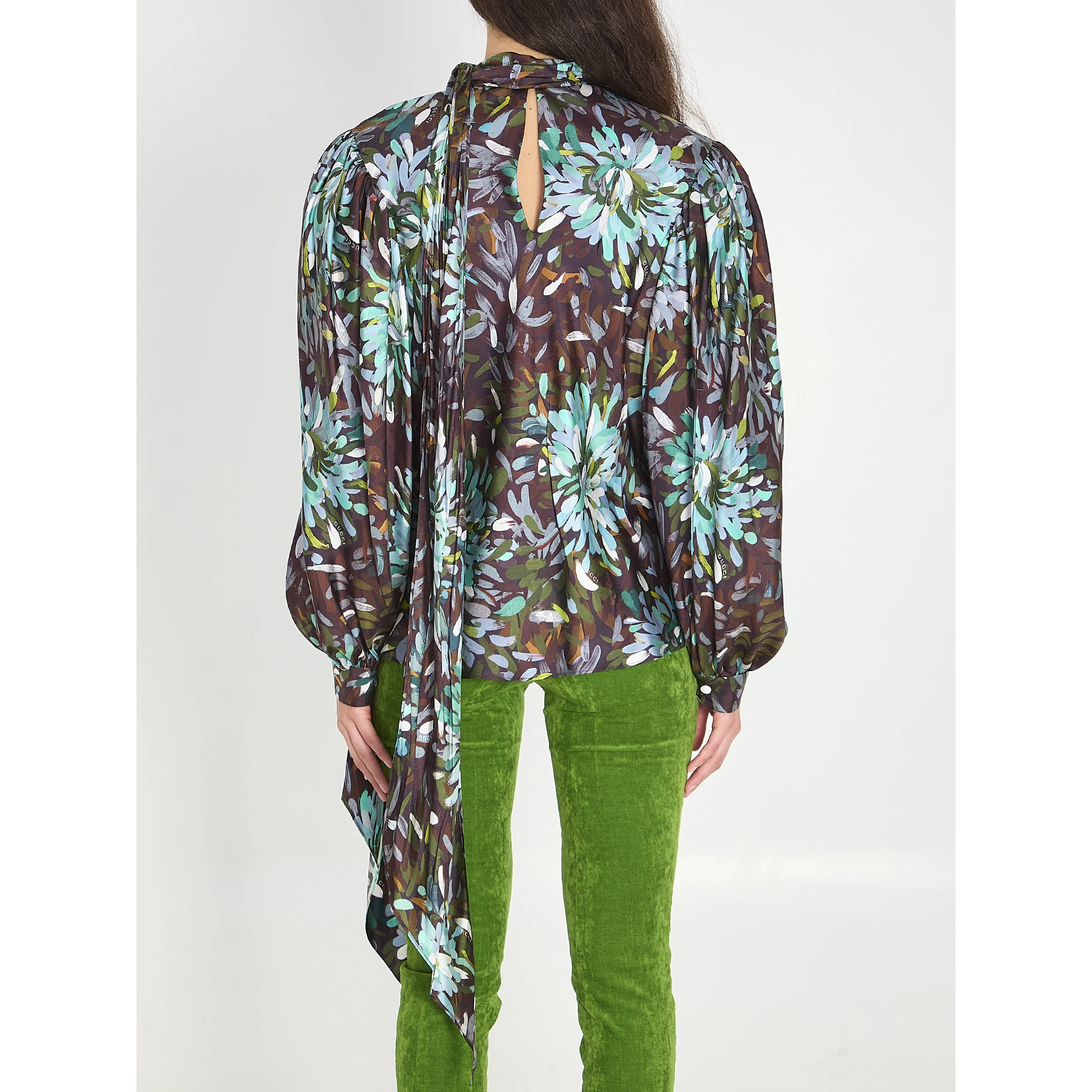 Printed silk twill shirt