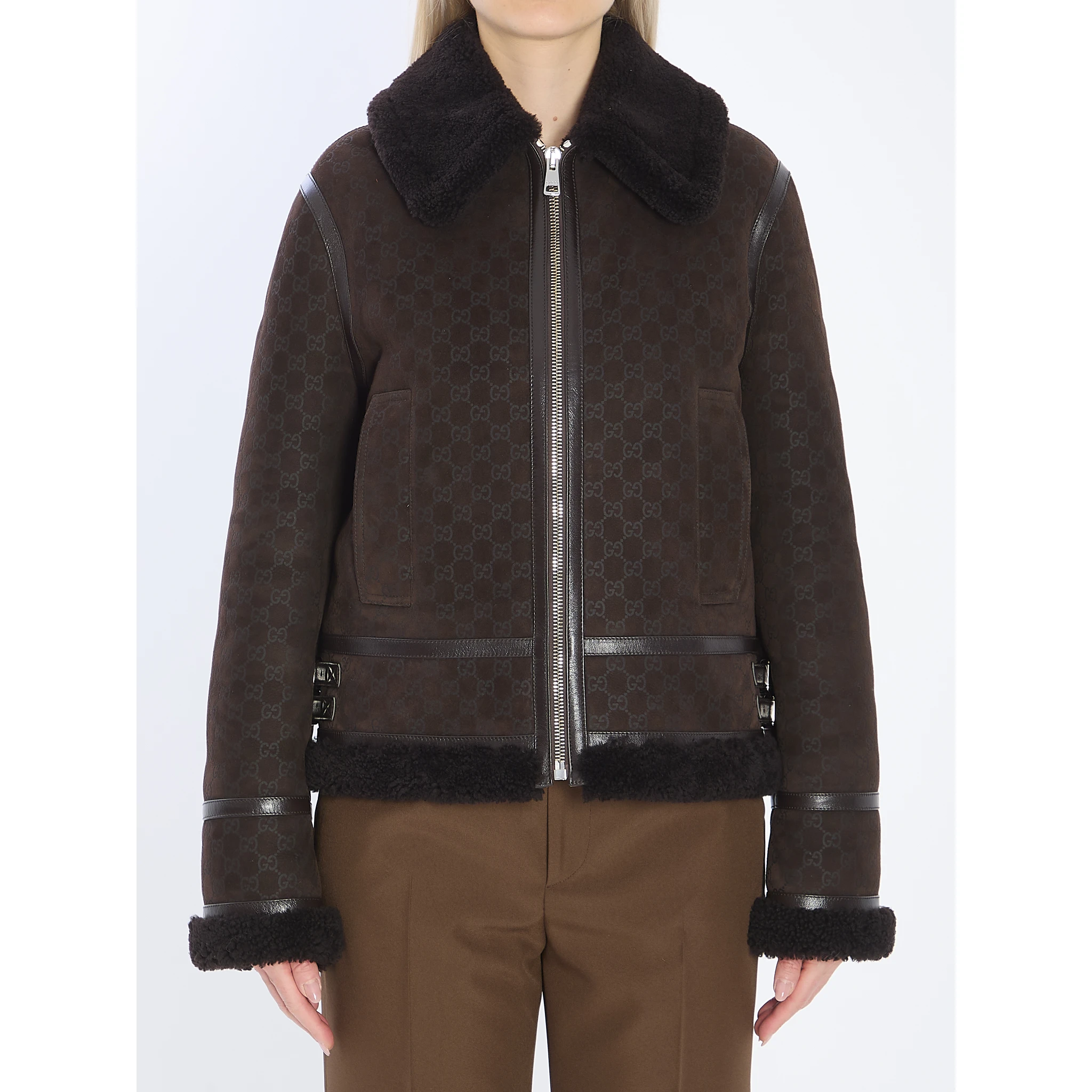 Suede leather and shearling jacket