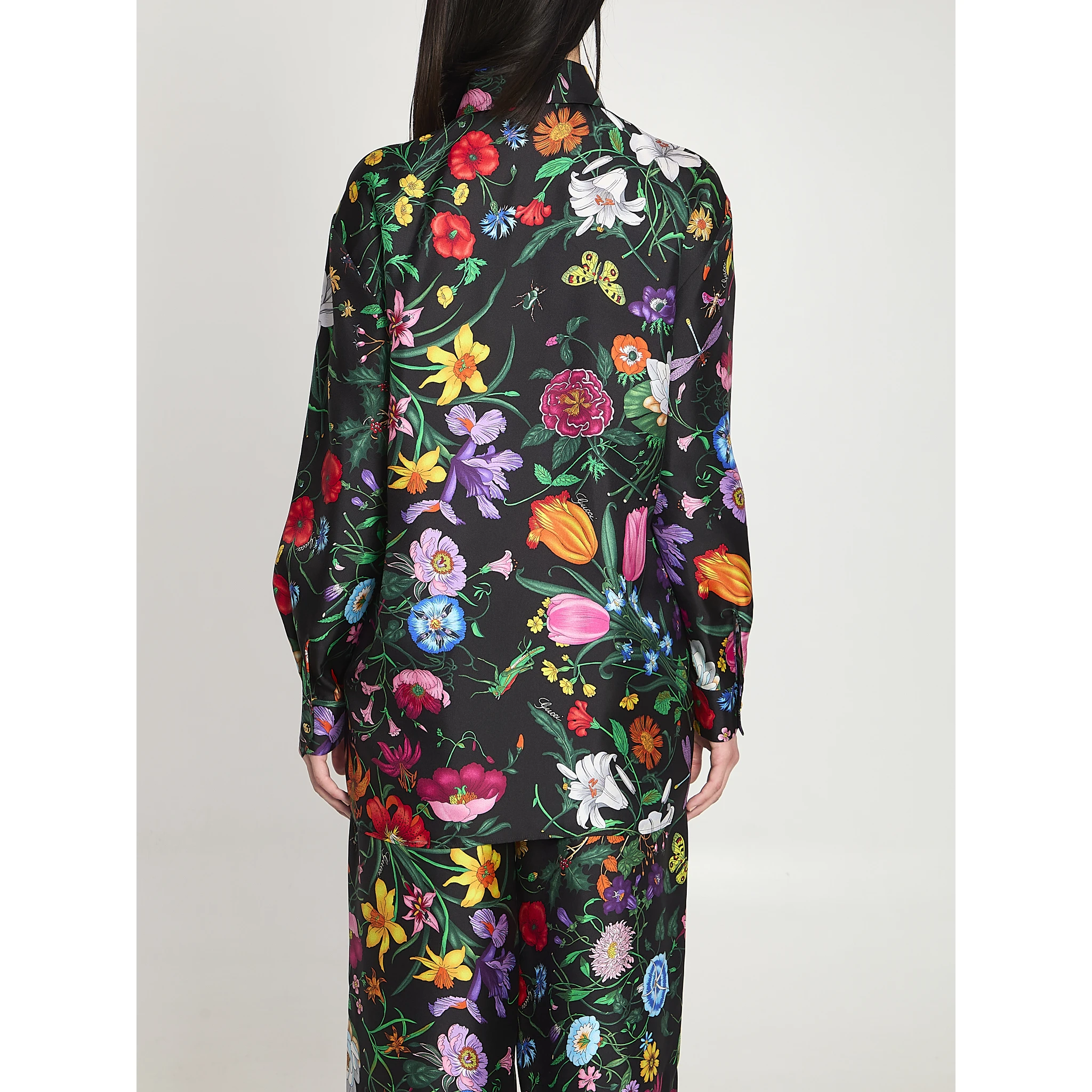 Printed silk twill shirt