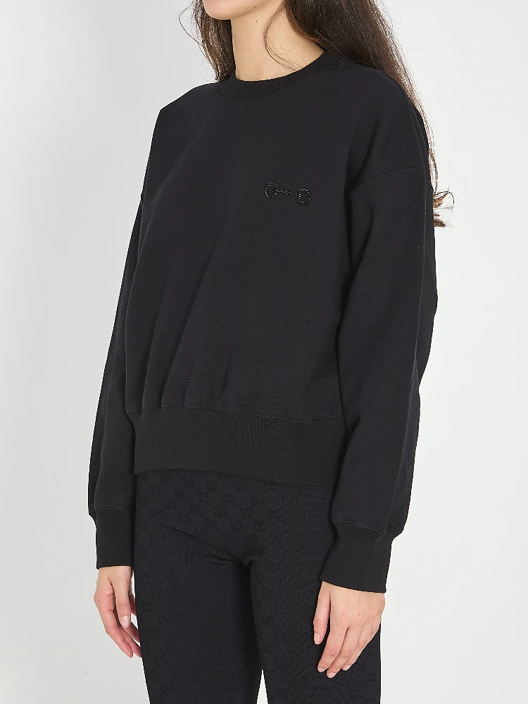 Cotton jersey sweatshirt with embroidery alternative
