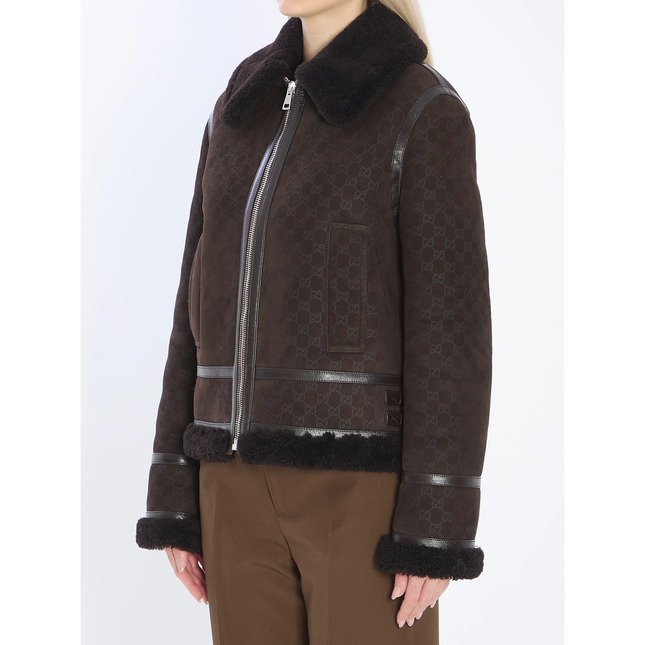 Suede leather and shearling jacket