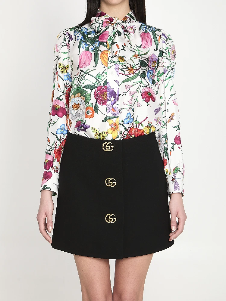 Printed silk twill shirt